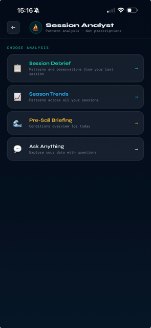 Tack+IQ session analysis screen