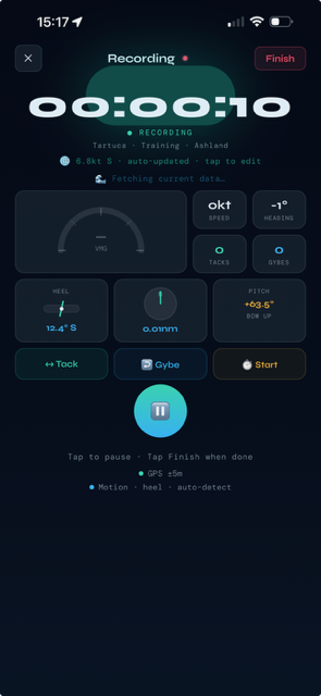 Tack+IQ live recording screen
